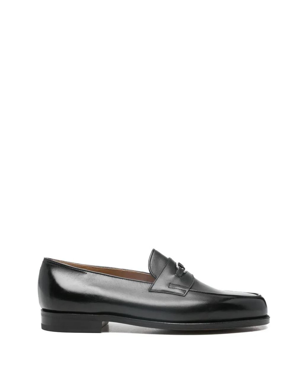 John Lobb Black Metal Bar Loafers for men