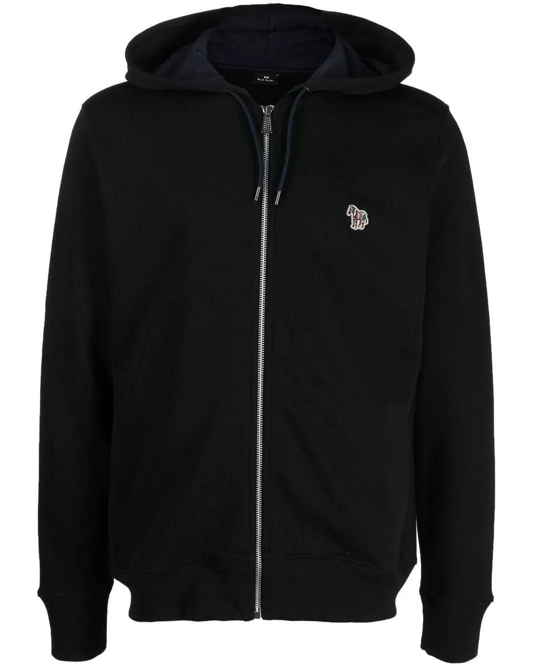 Paul Smith Black Zebra Logo Cotton Hoodie for men
