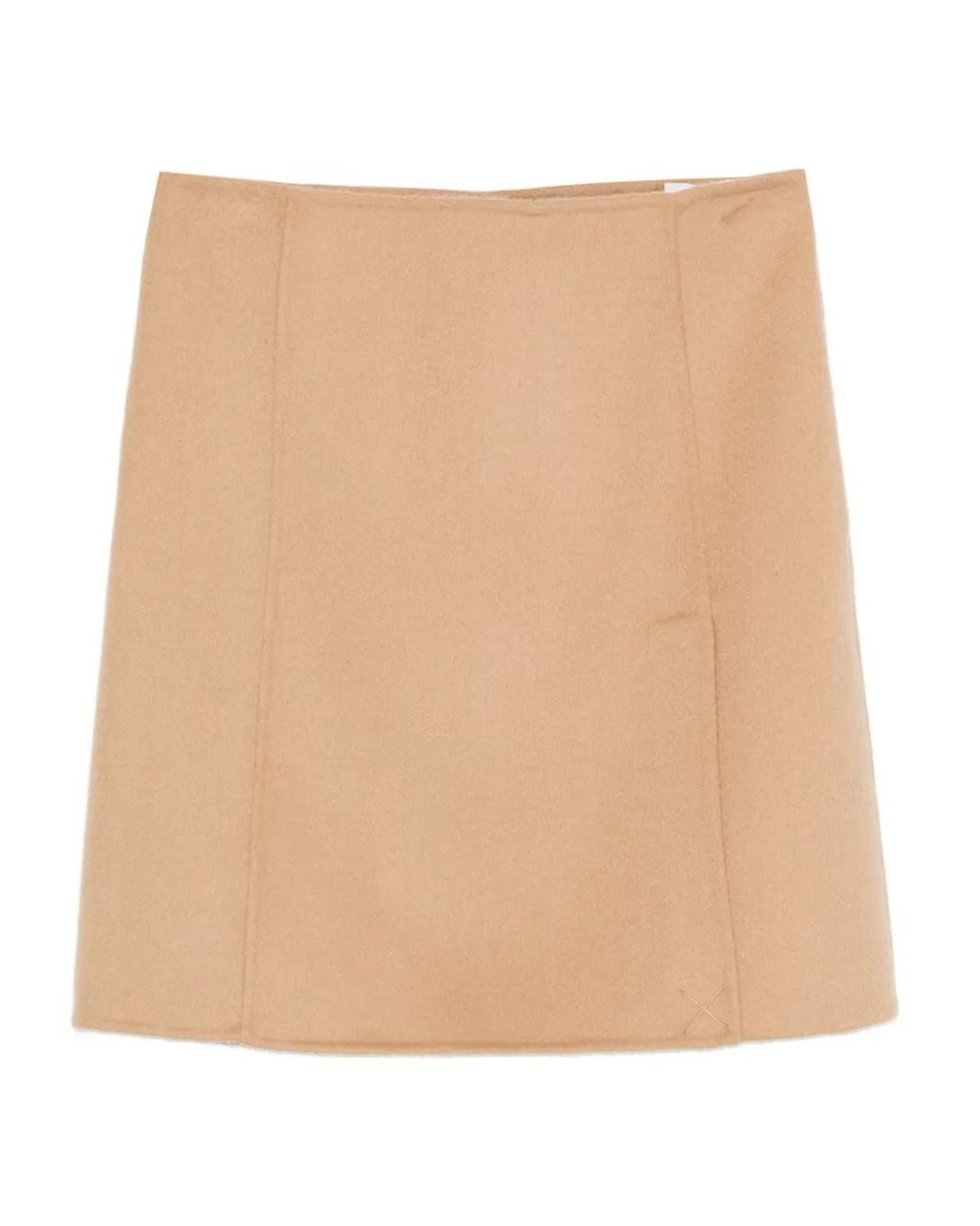 P.A.R.O.S.H. Natural Side-Split Wool Skirt