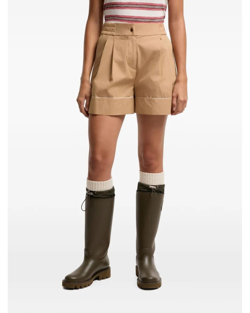 Moncler Natural Tailored Cotton-Blend Shorts