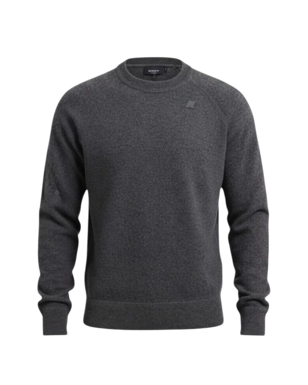 K-Way Gray Raglan-Sleeve Crew-Neck Sweater for men