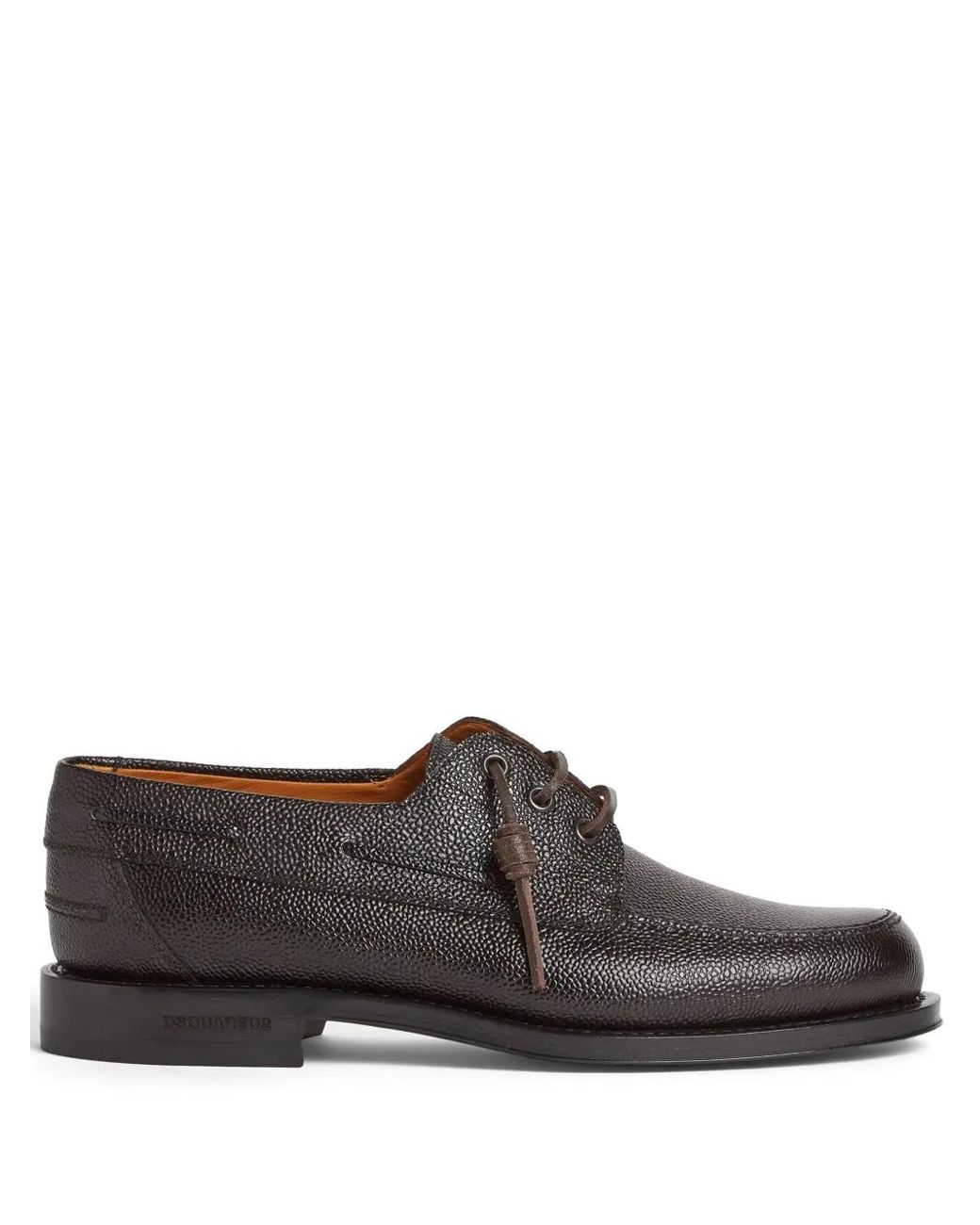 DSquared² Brown Grainy-Texture Boat Shoes for men