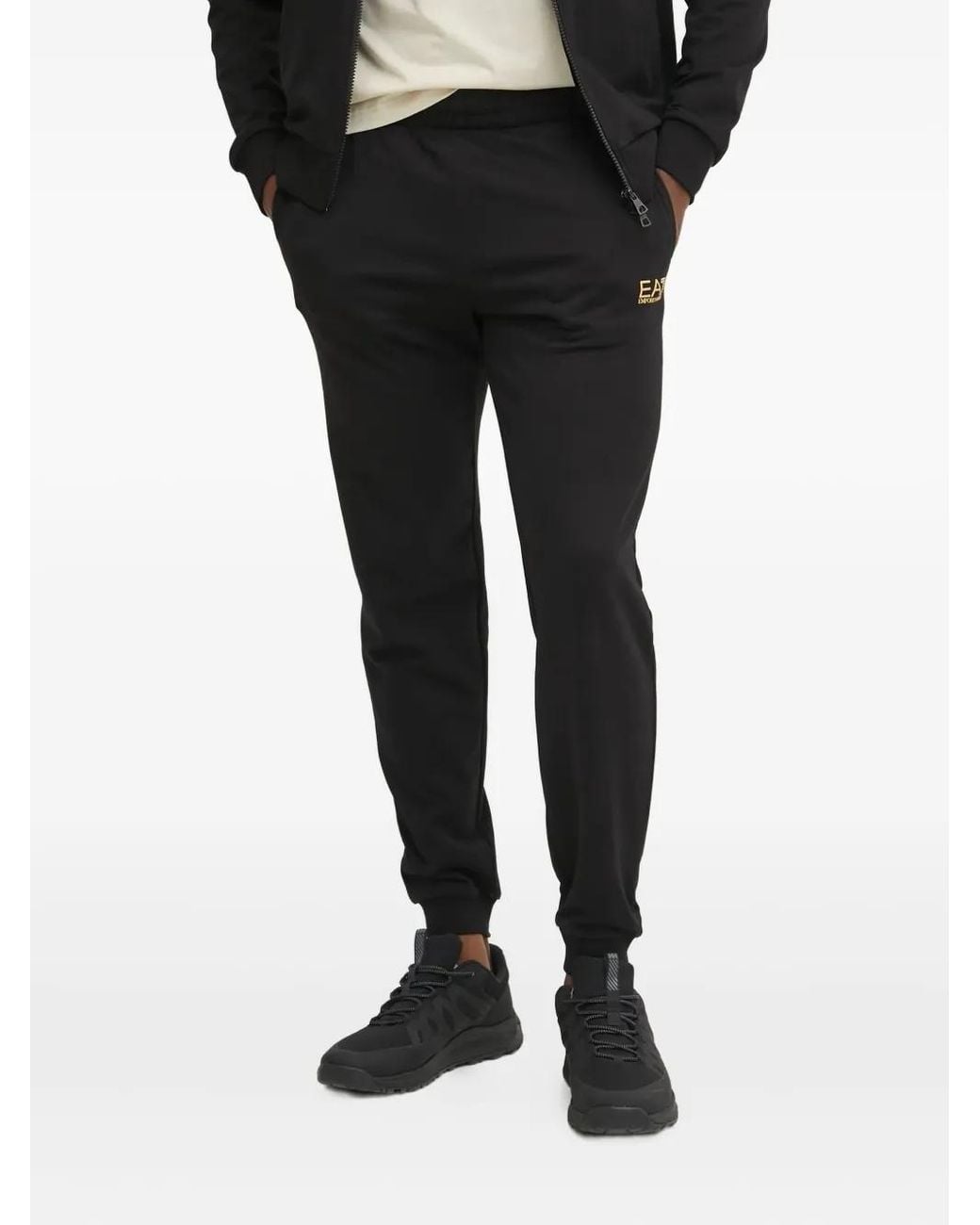 EA7 Black Logo-Print Tracksuit for men