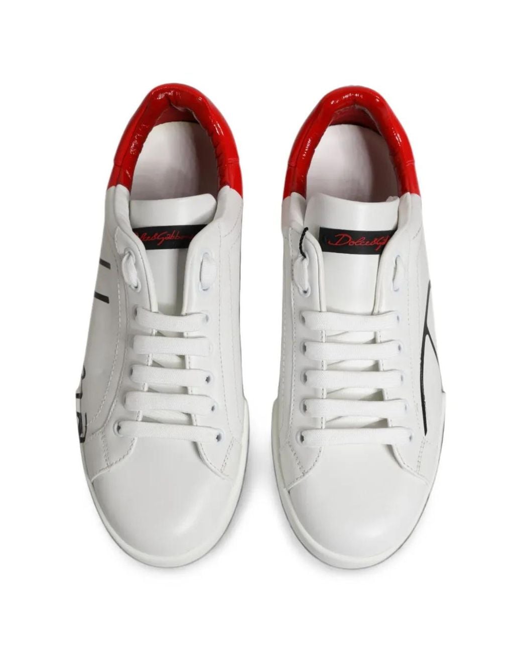 Dolce & Gabbana White Portofino Logo-Print Sneakers for men