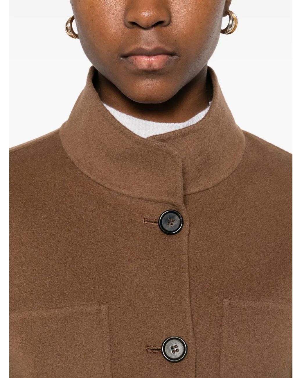 Max Mara Brown Renna Patch-Pocket Button Jacket