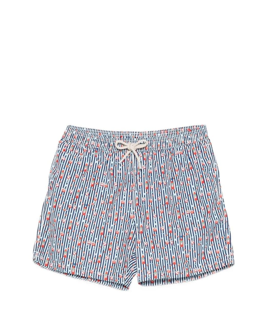 Mc2 Saint Barth Blue Lighting Micro Fantasy Striped Swim Shorts for men