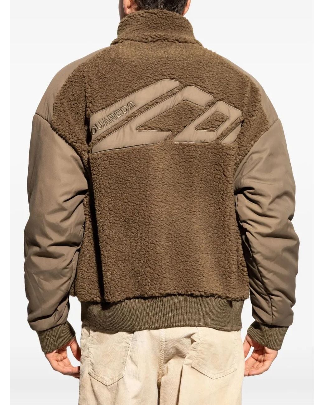DSquared² Brown Teddy-Panelled Bomber Jacket for men