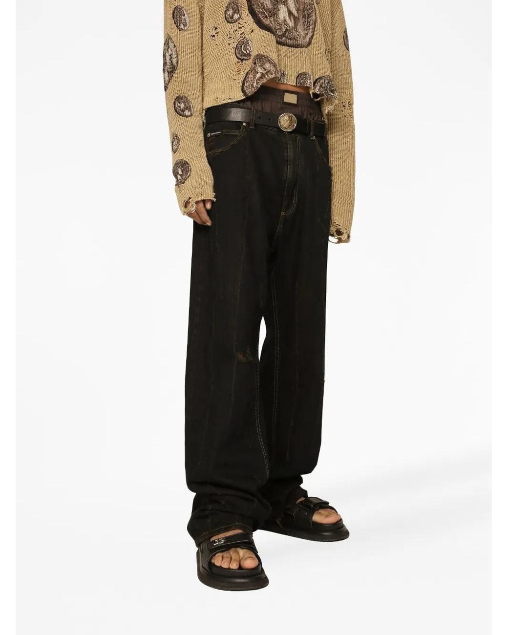 Dolce & Gabbana Black Straight-Leg Cotton Trousers for men