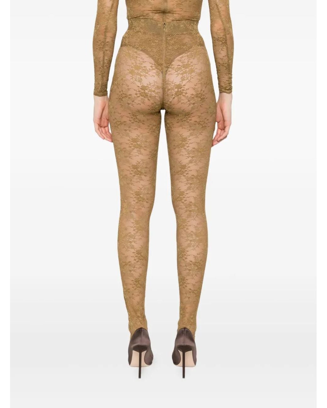 Alex Perry Natural Lace-Floral Leggings