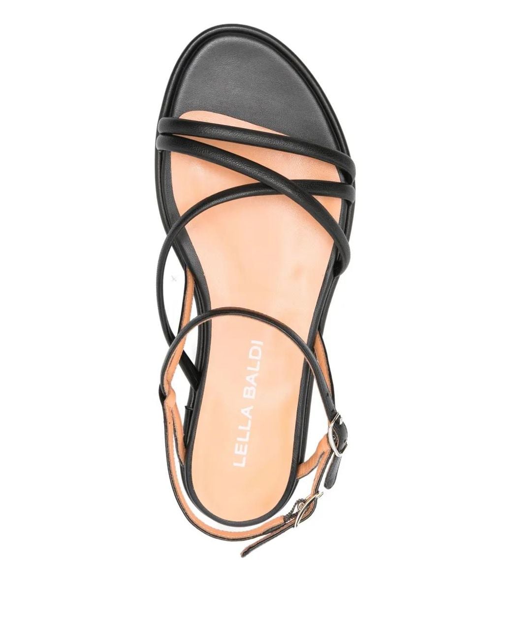 Lella Baldi Black Leather Buckle Sandals