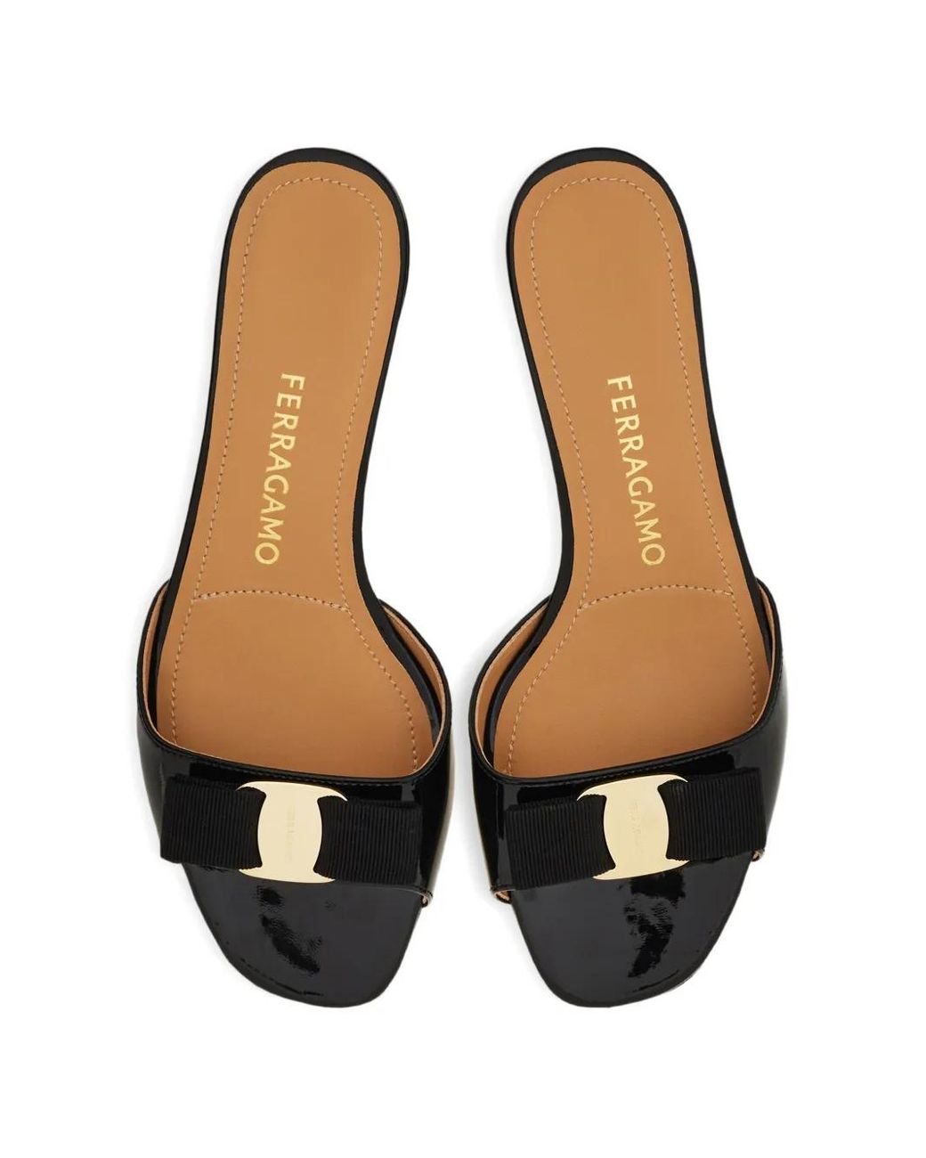 Ferragamo Black Vara Bow Slides