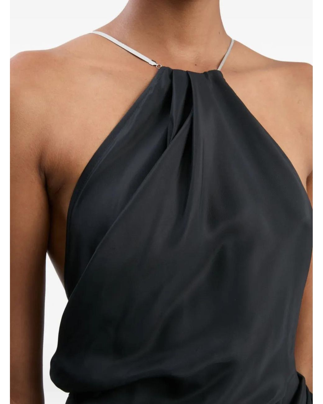 Victoria Beckham Black Floral Halter Gown Dress