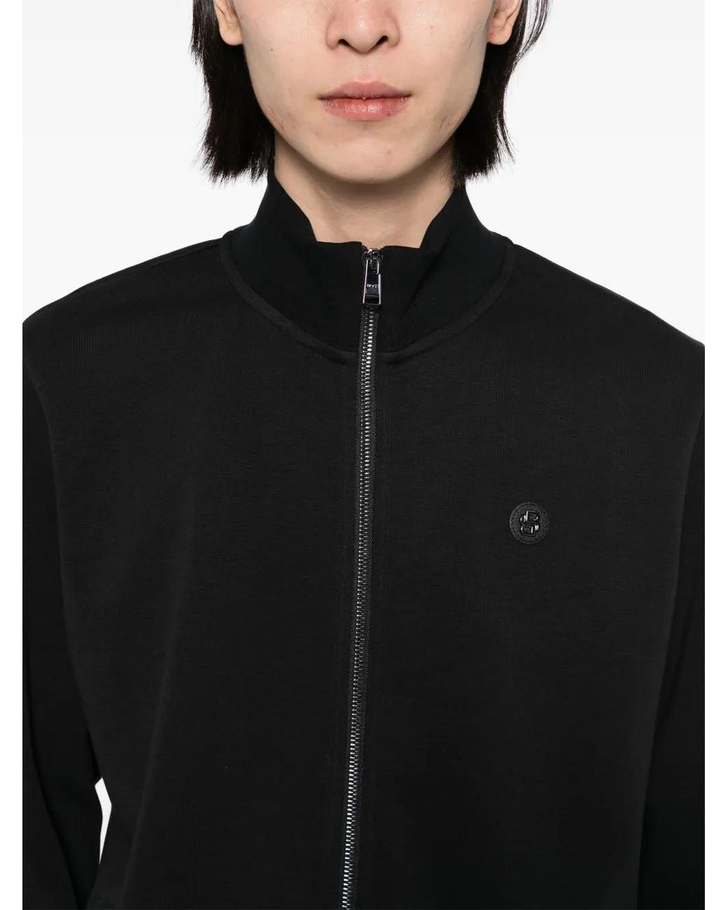 Boss Black Zip-Up Sweatshirt With Double-B Monogram Badge for men