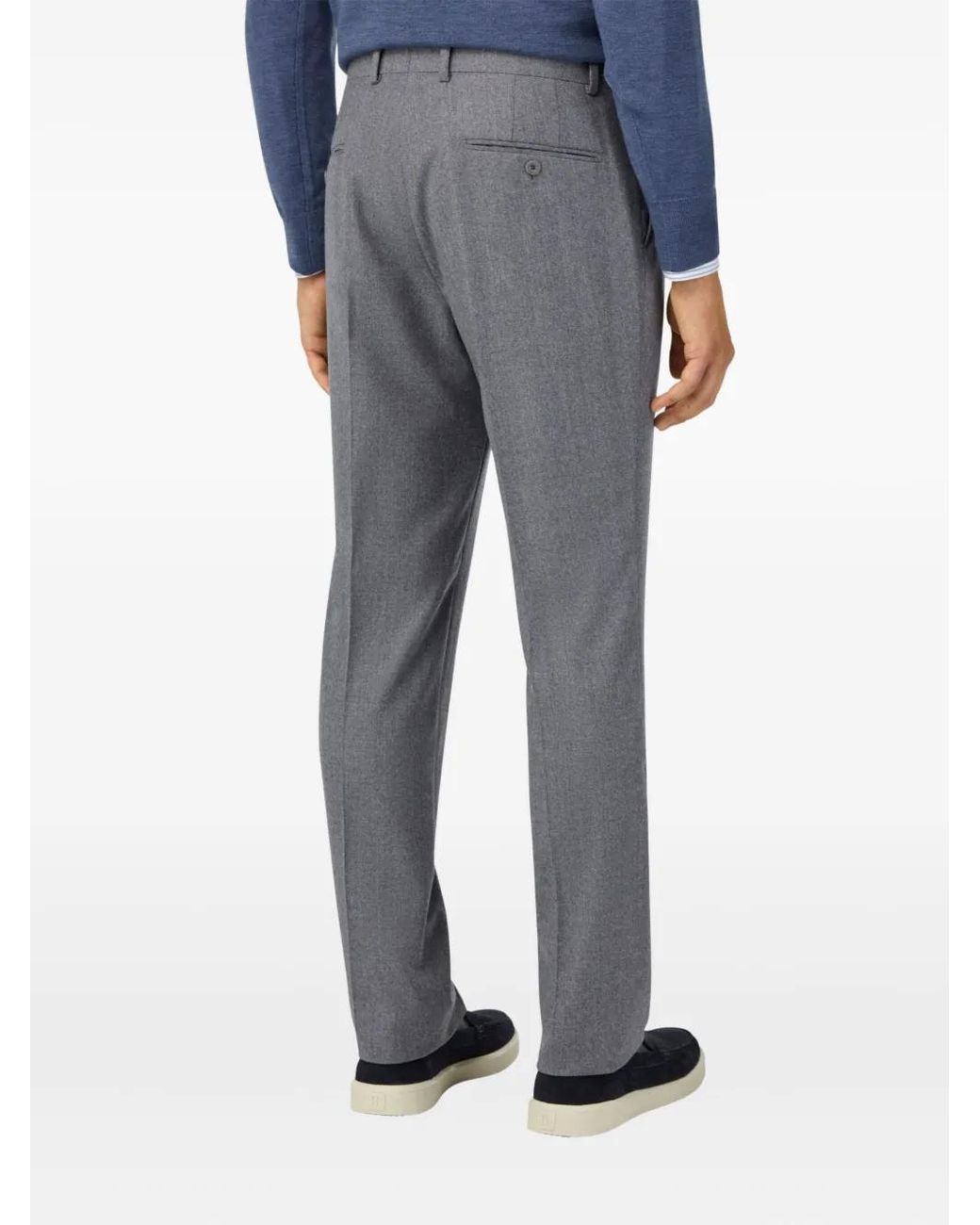 Boggi Gray Mélange-Effect Wool Trousers for men