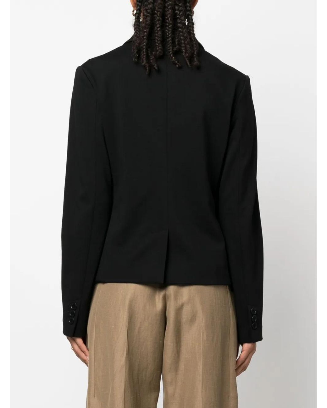 Aspesi Black Cropped Three-Button Blazer