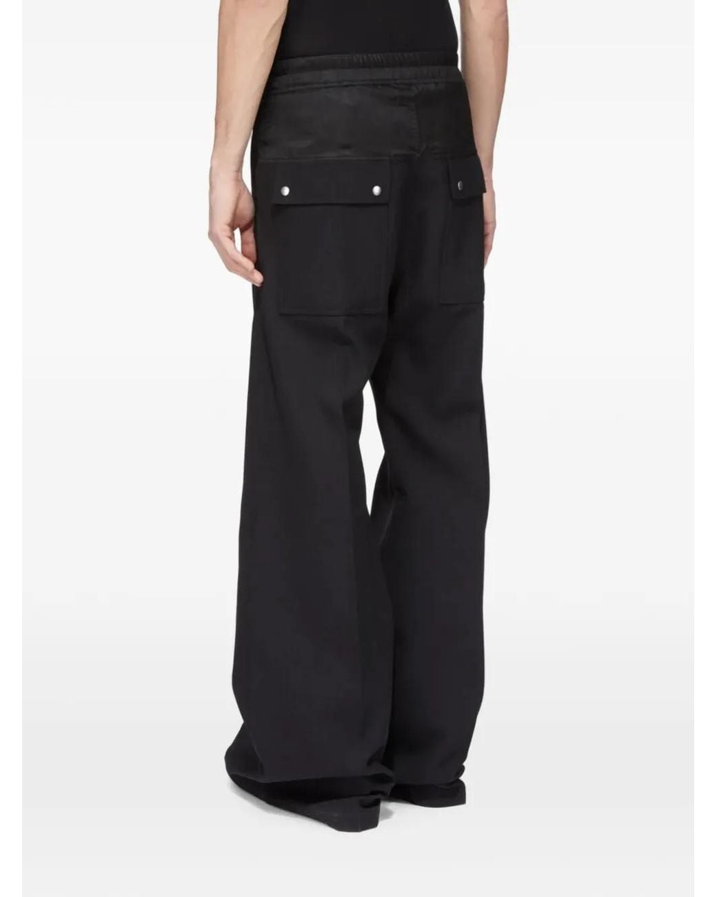 Rick Owens Black Drawstring Wide-Leg Trousers for men