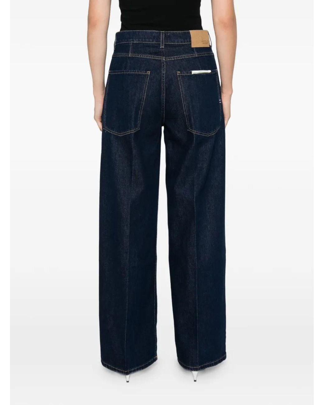 ViCOLO Blue Pressed-Crease Wide-Leg Jeans