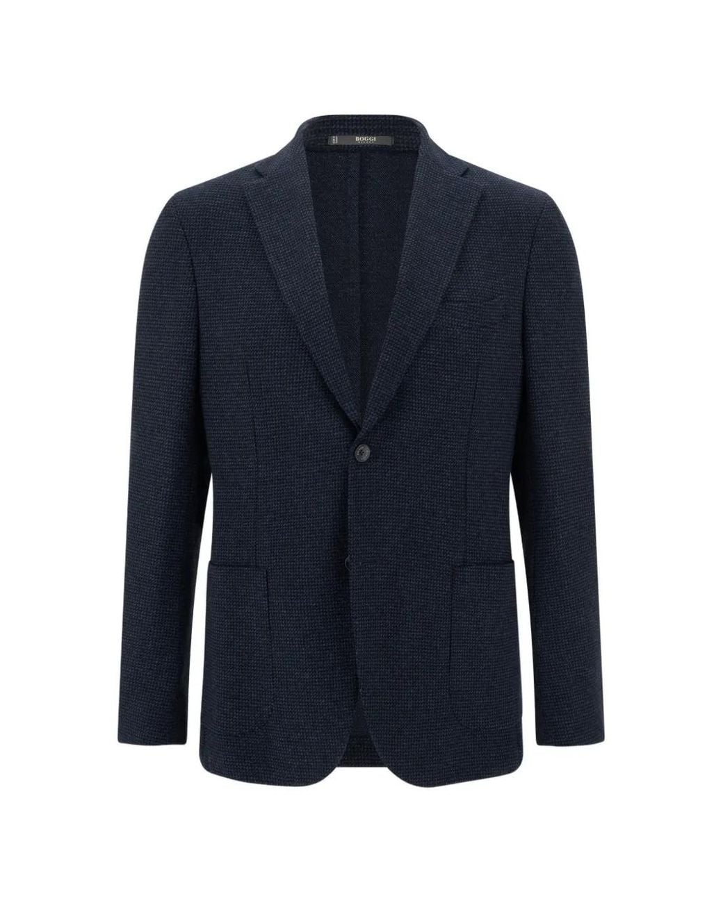 Boggi Blue Blazer Micro-Patterned Cotton-Blend B Jersey for men