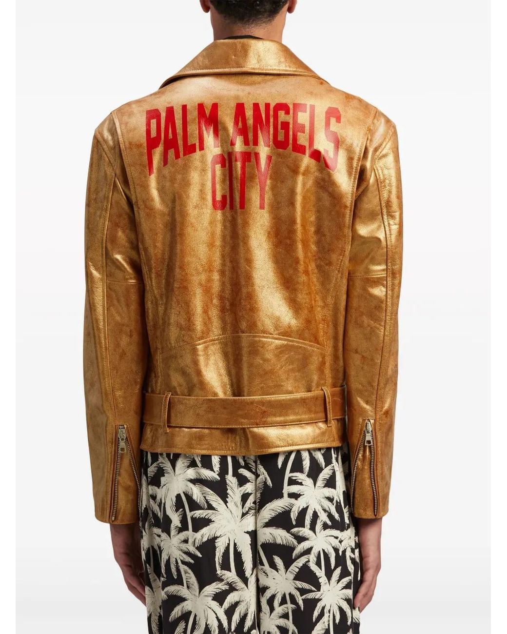 Palm Angels Brown Pa City Laminated Biker for men