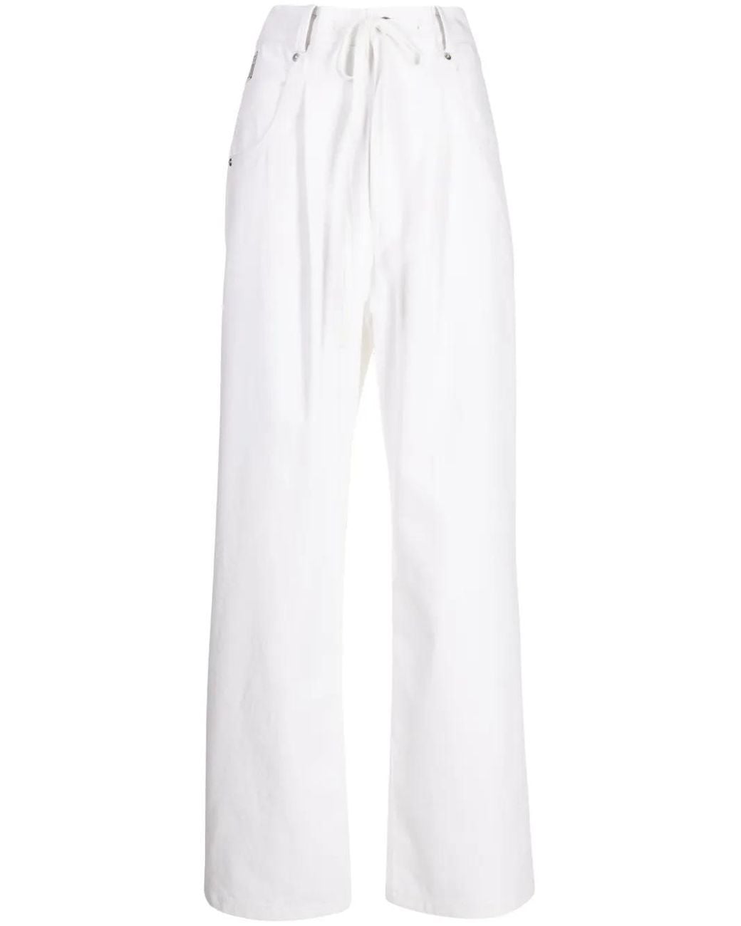 Goen.J White Contrasting-Panel Wide-Leg Trousers