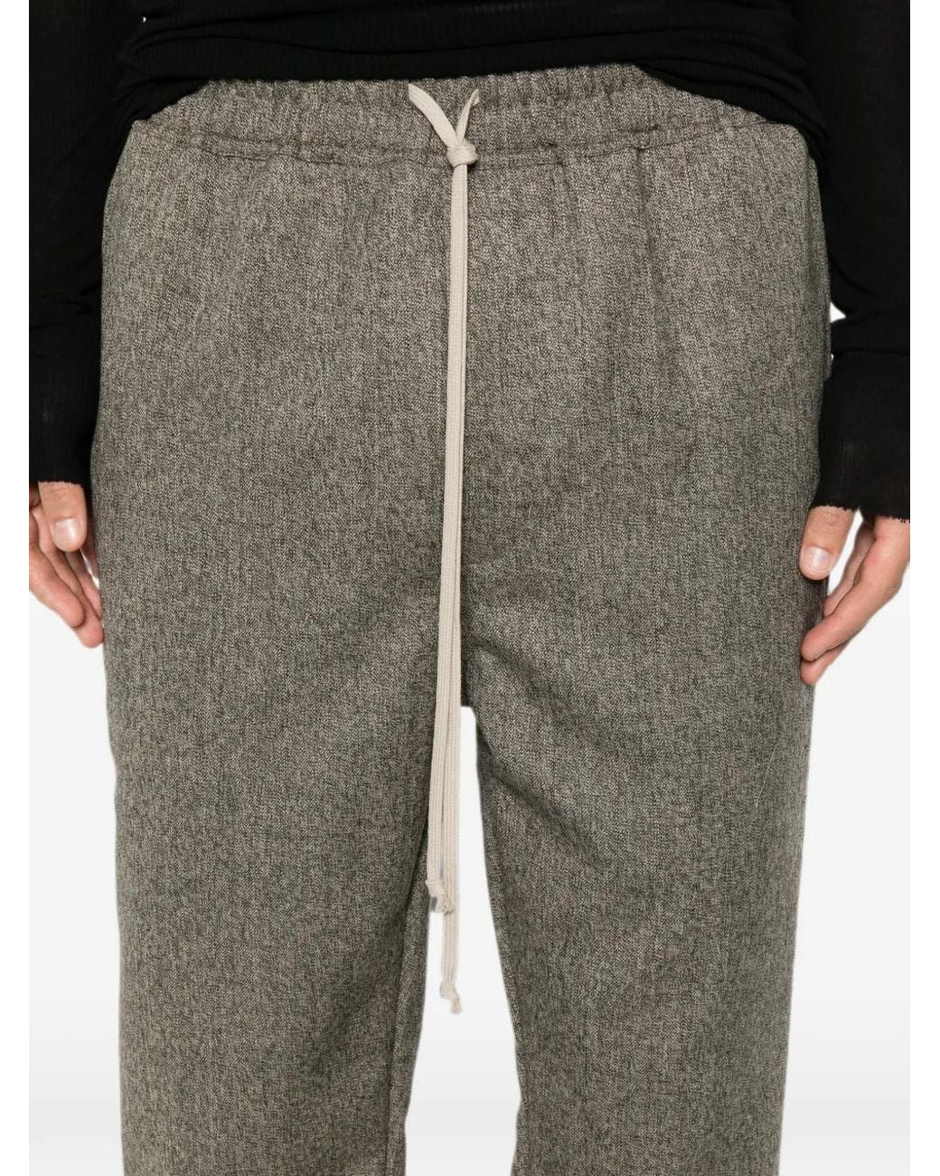 Rick Owens Gray Drawstring Slim-Leg Trousers for men