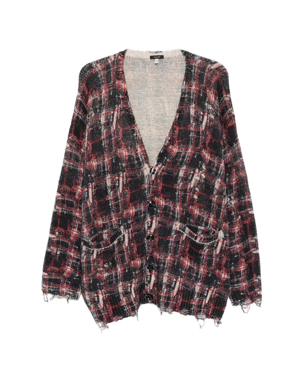 R13 Brown Frayed Cardigan for men