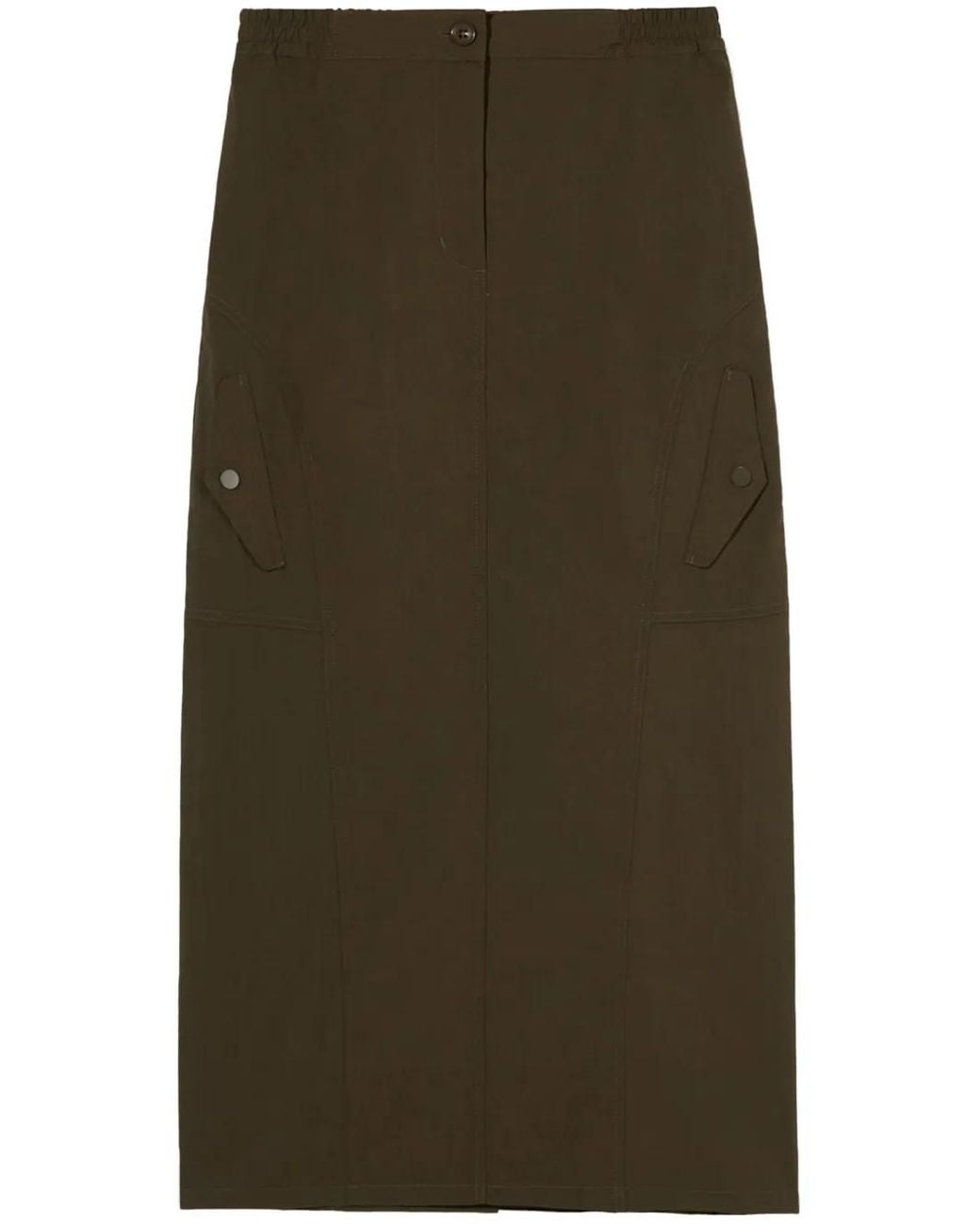 B+ AB Green High-Waisted Cargo Midi Skirt