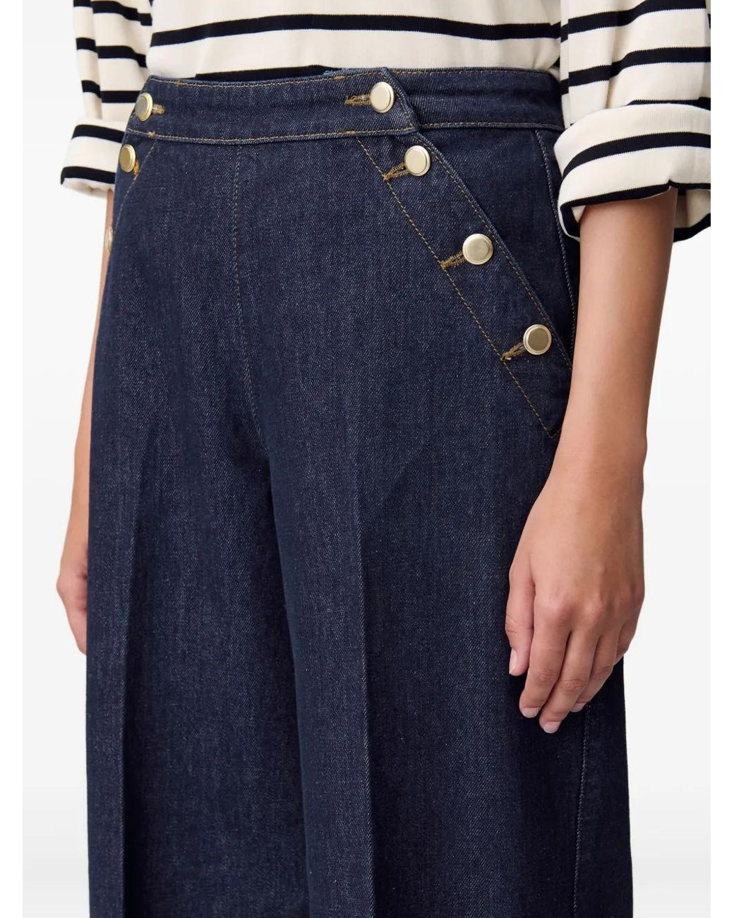 Claudie Pierlot Blue Sailor Wide-Leg Jeans