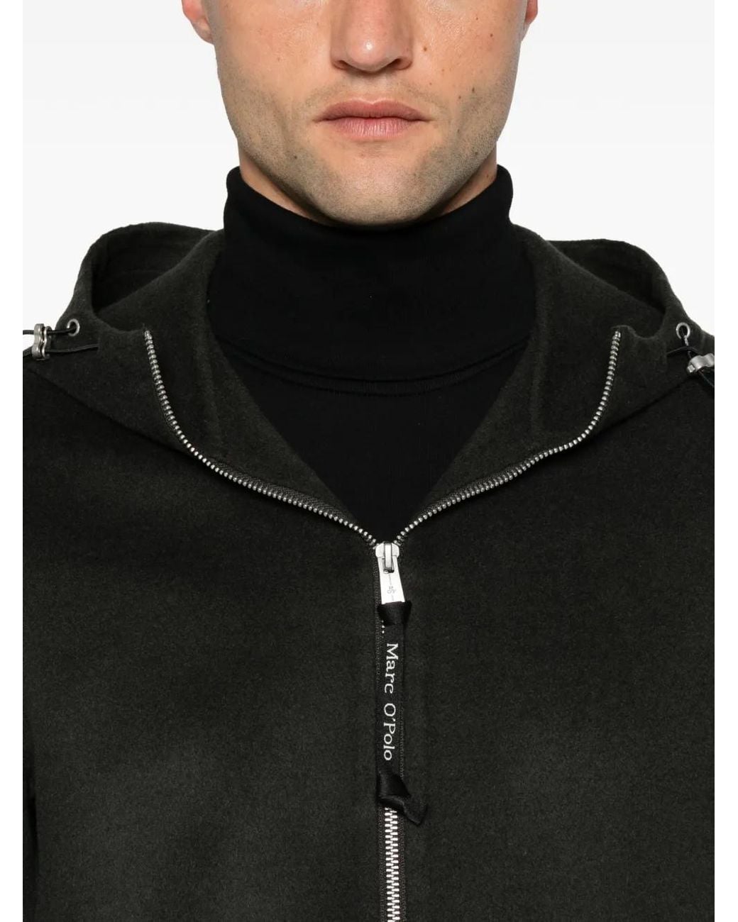 Marc O' Polo Black Hooded Zip-Up Jacket for men