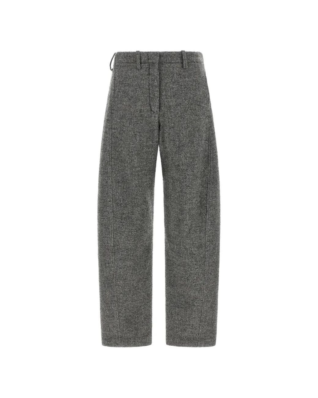 Magda Butrym Gray Herringbone-Pattern Barrel-Leg Trousers