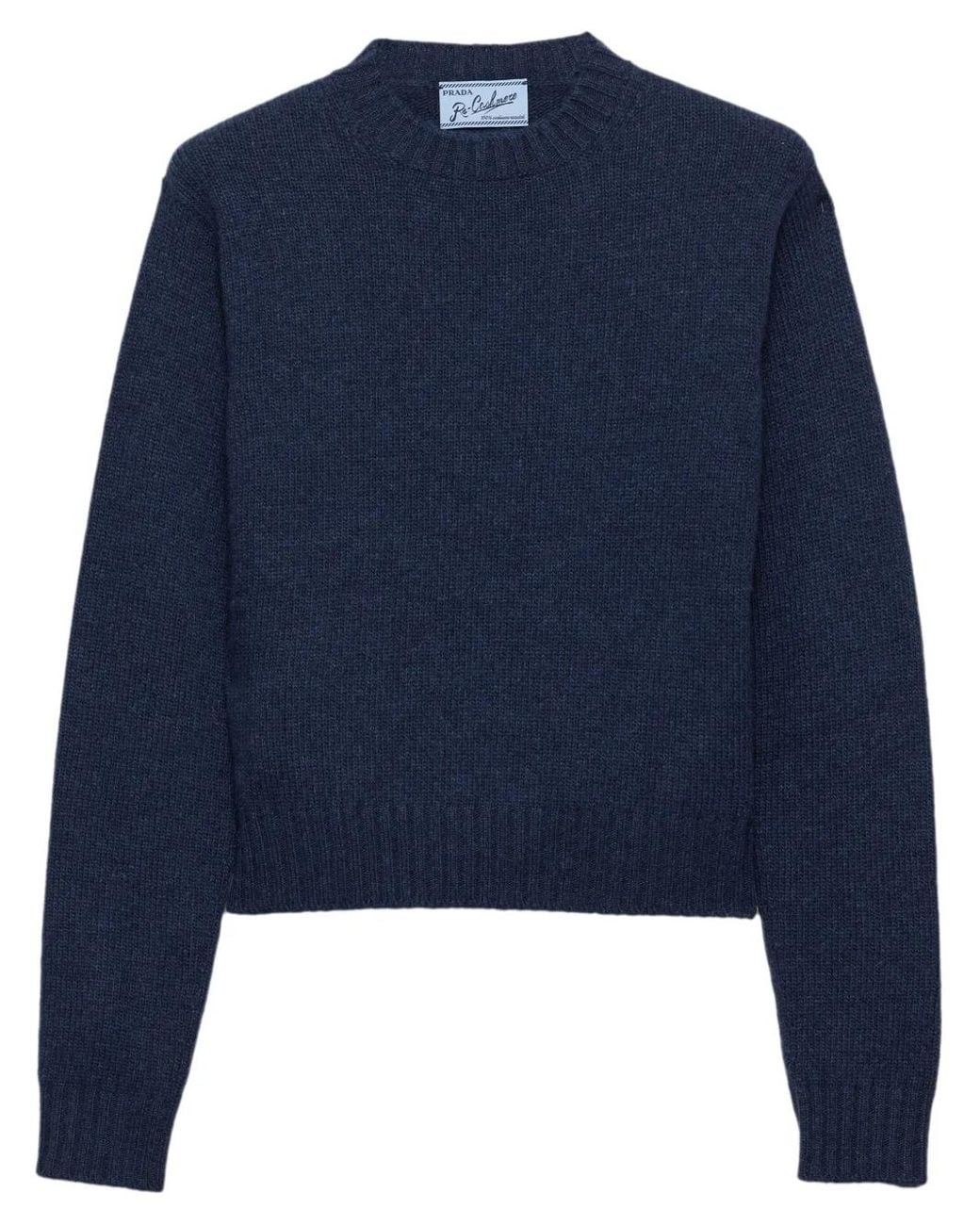 Prada Blue Ribbed Knit Re-Cashmere Sweater