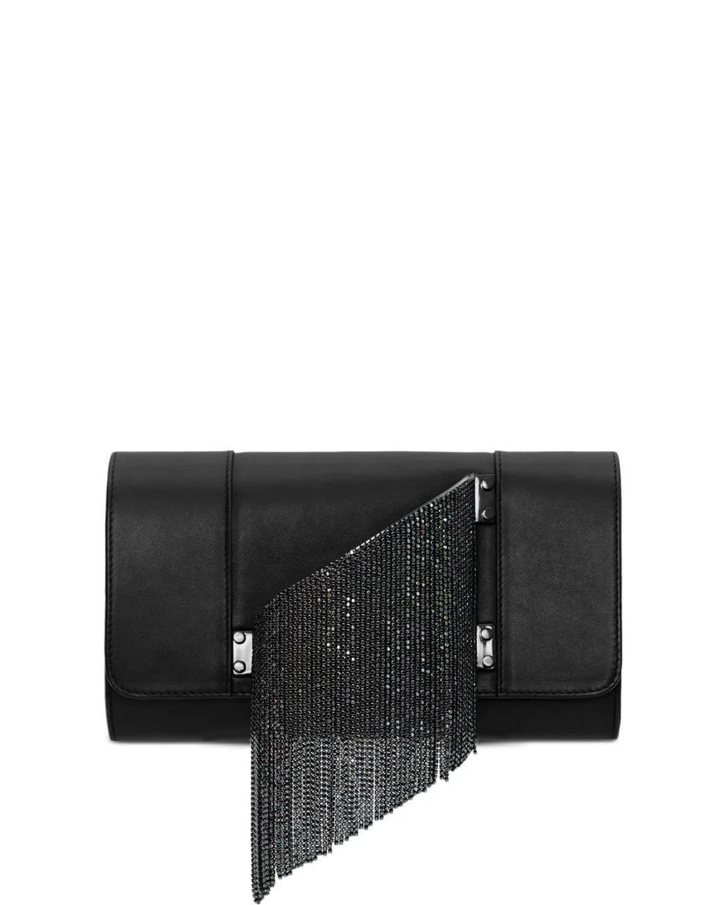 PERRIN Paris Black L'Eiffel Cascade Crystal-Embellished Clutch Bag