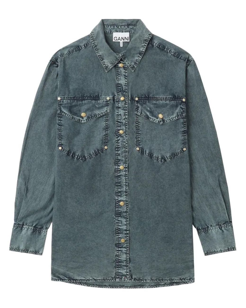 Ganni Blue Cotton Shirt
