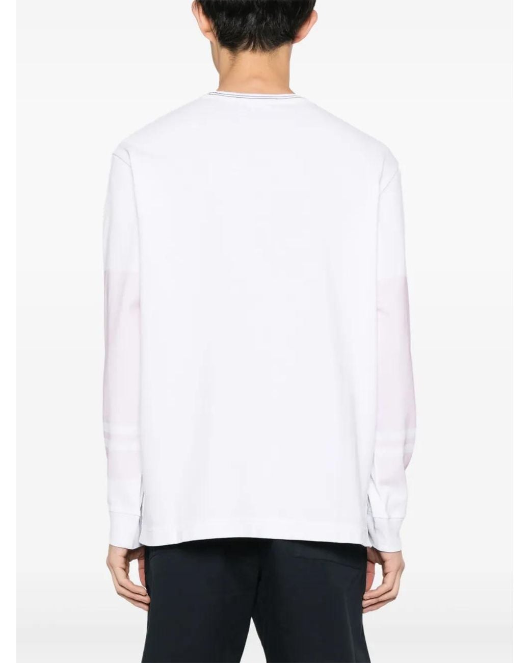 Stone Island White Logo-Print Cotton Sweatshirt for men