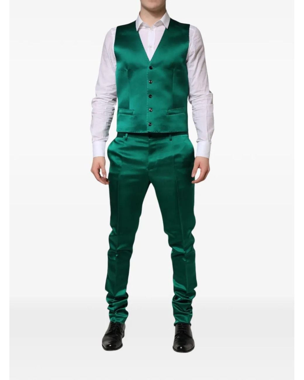 Dolce & Gabbana Green Single-Breasted Suit Set (Set Of Three) for men
