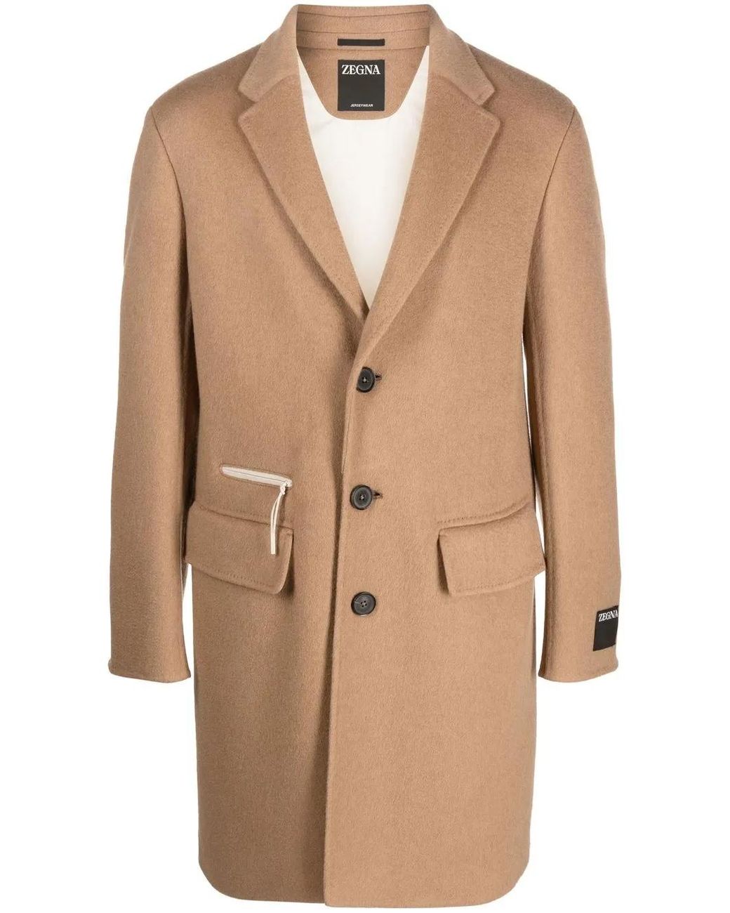 Zegna Natural Zip-Pocket Single-Breasted Coat for men