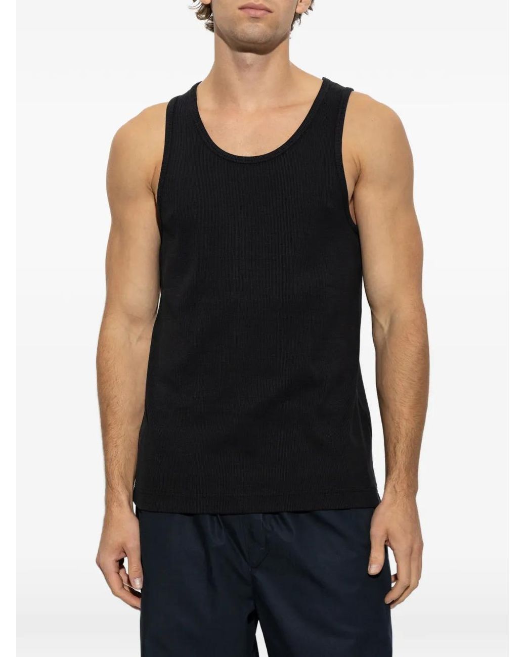 CDLP Geribbelde Tanktop in het Black voor heren