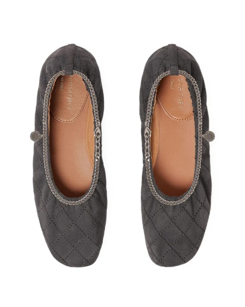Stella McCartney White Quilted Ankle-Chain Ballerina Flats