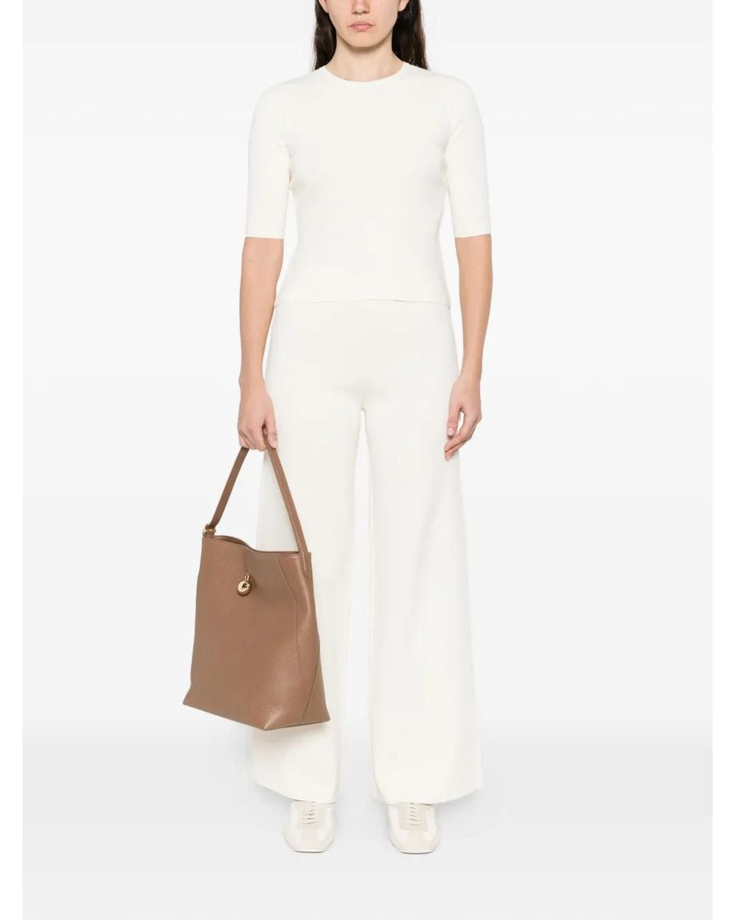 Max Mara White Wide-Leg Palazzo Pants