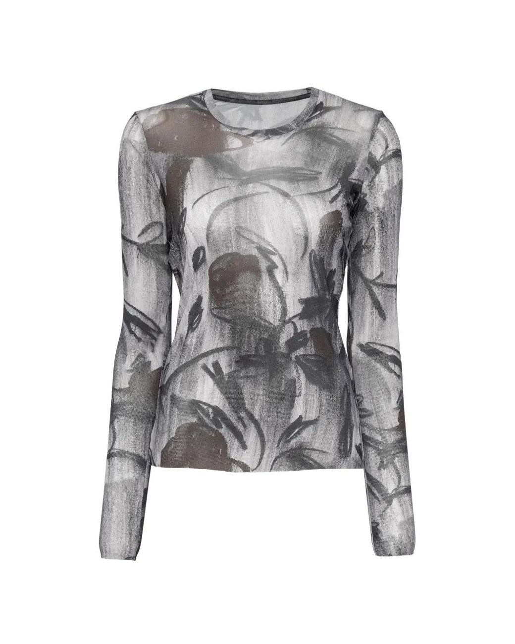 JNBY Gray Mesh Long-Sleeve T-Shirt