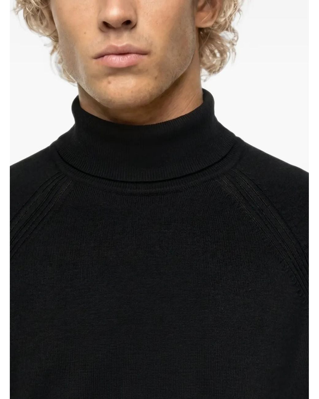 Karl Lagerfeld Black Lightweight Knit Rollneck Sweater for men
