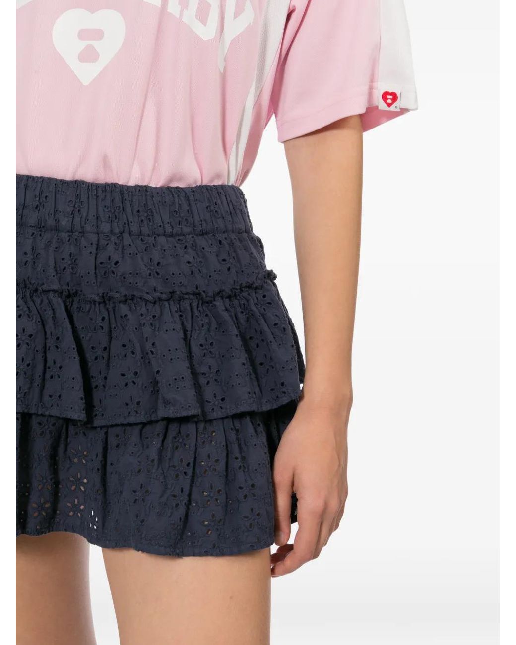 AAPE BY A BATHING AP Blue Broderie-Anglaise Ruffled Skort