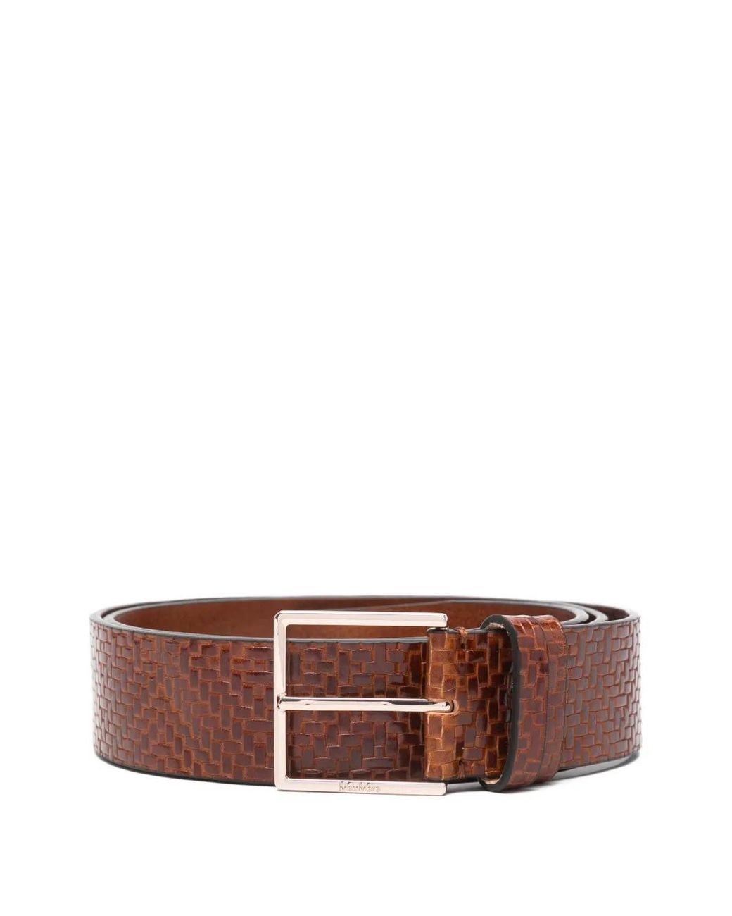 Max Mara Brown Woven Leather Belt