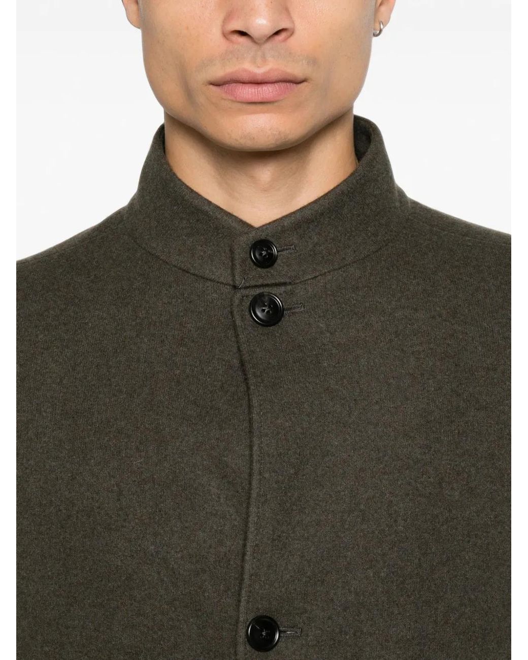 Zegna Green Il Conte High-Neck Button-Up Jacket for men
