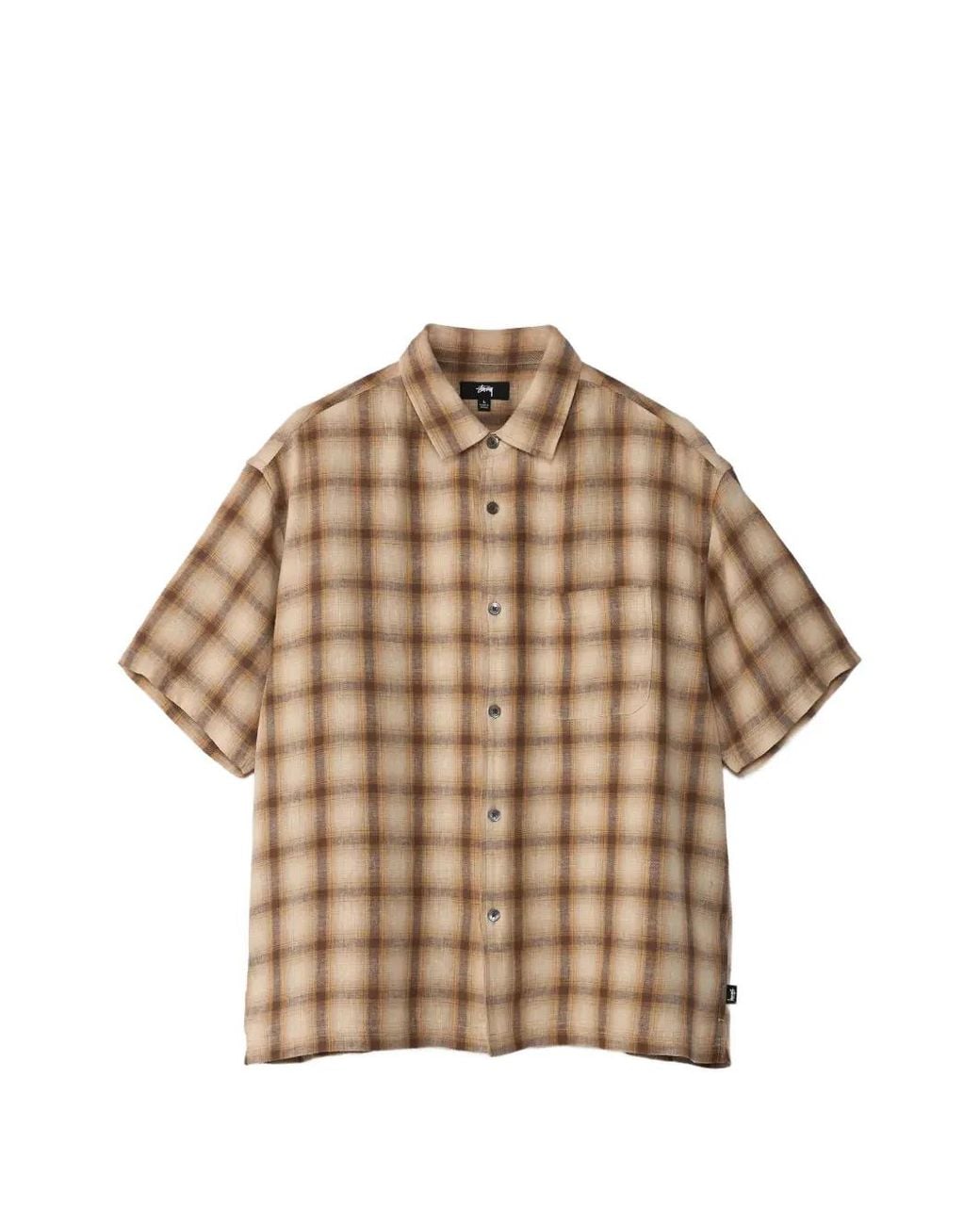 Stussy Natural Plaid Short Sleeve Shirt for men