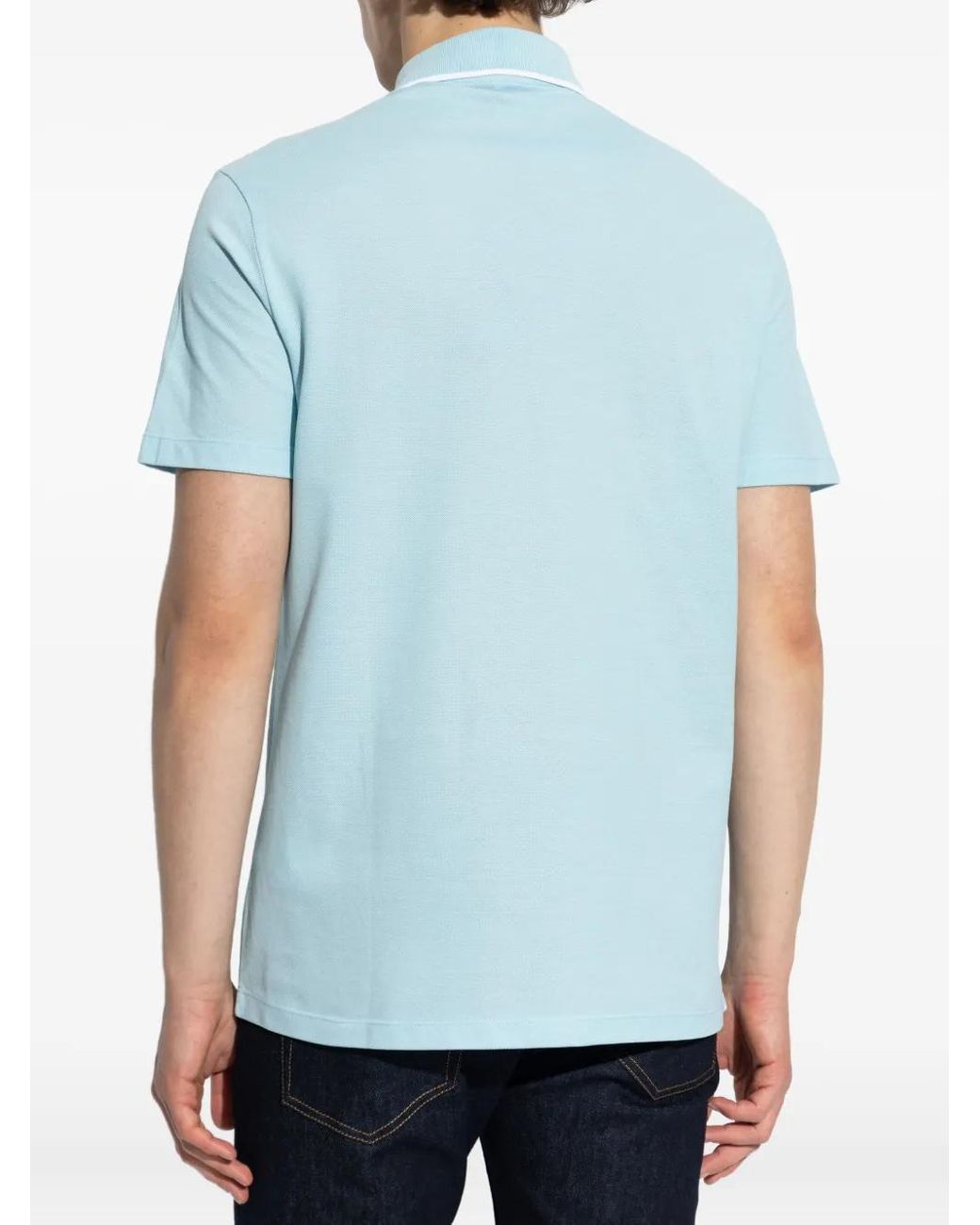 Versace Blue Polo Shirt With Medusa Embroidery for men