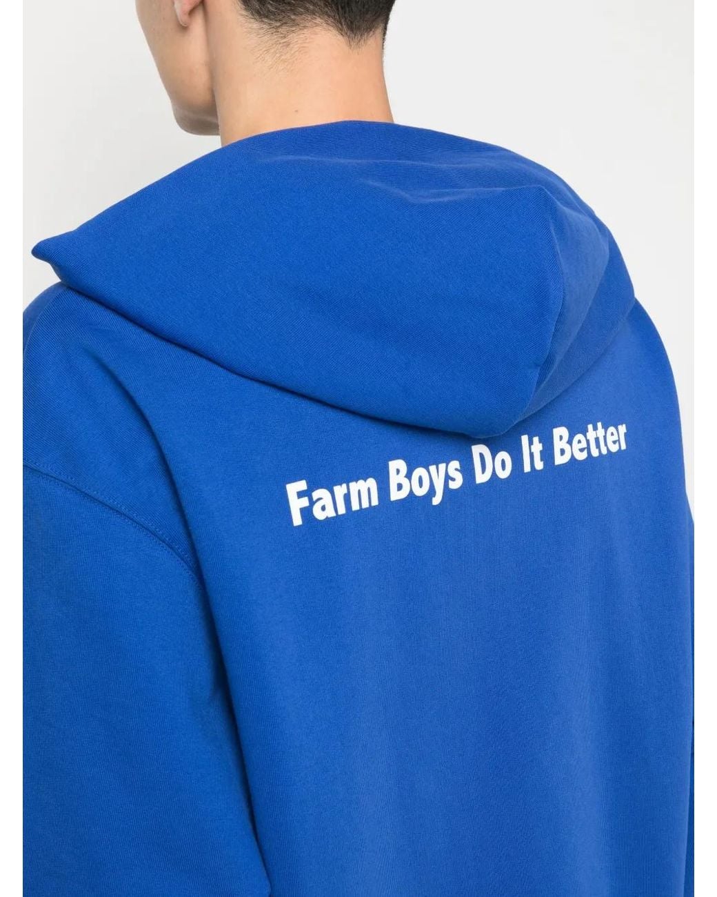 Sky High Farm Blue Slogan-Print Zip-Up Hoodie for men