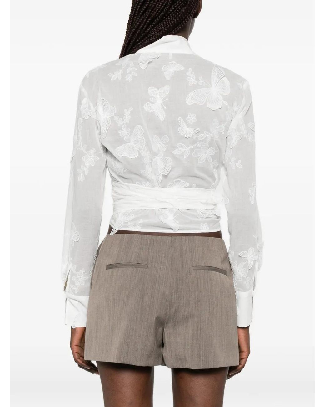 Blusa Con Lazo En El Frente Mazzarelli de color White