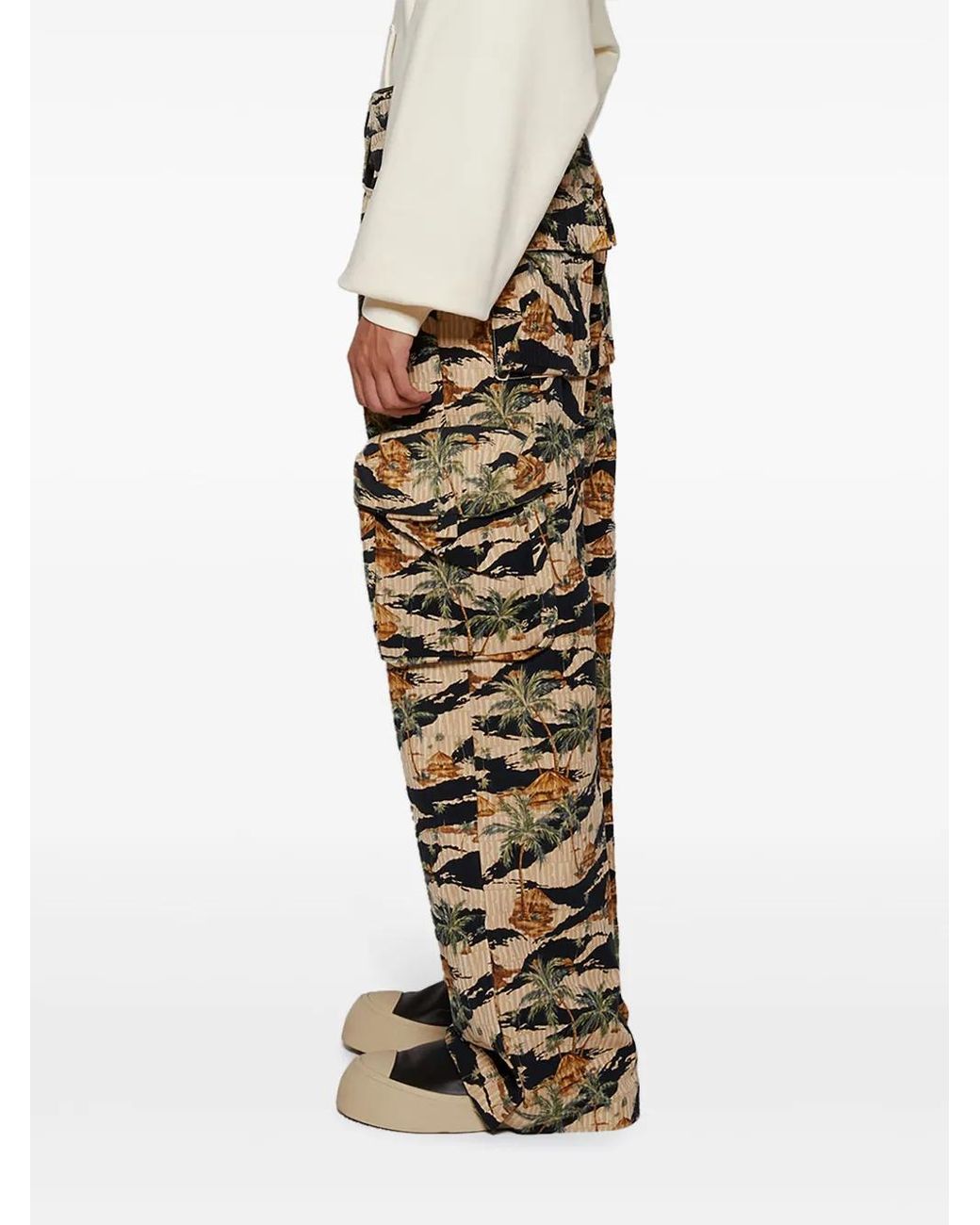 Amiri White M65 Repeat Palm Baggy Cargo Pants for men