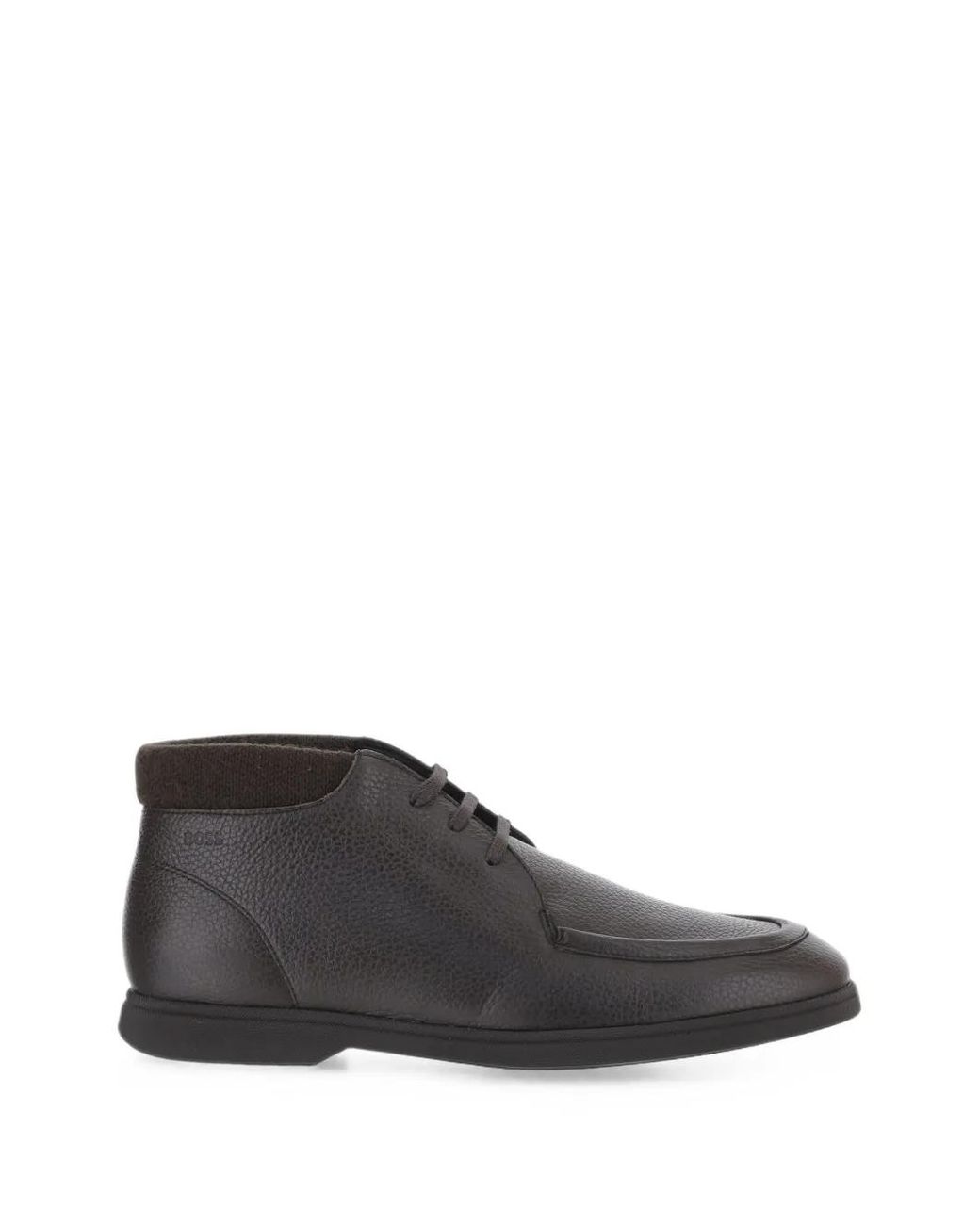 Boss Gray Grained-Leather Desert Boots for men